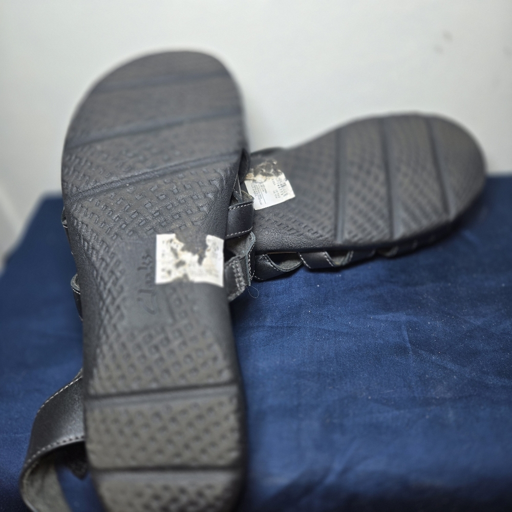 Clarks Elizabelle Sea Fisherman Black Leather Strappy Sandals Womens Size 10 New - Picture 5 of 6